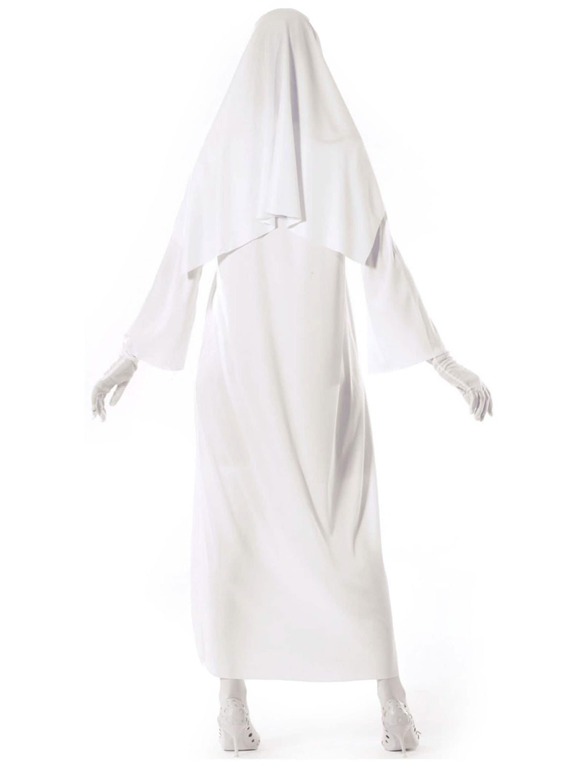Vue de dos du déguisement nonne blanche fantôme pour femme