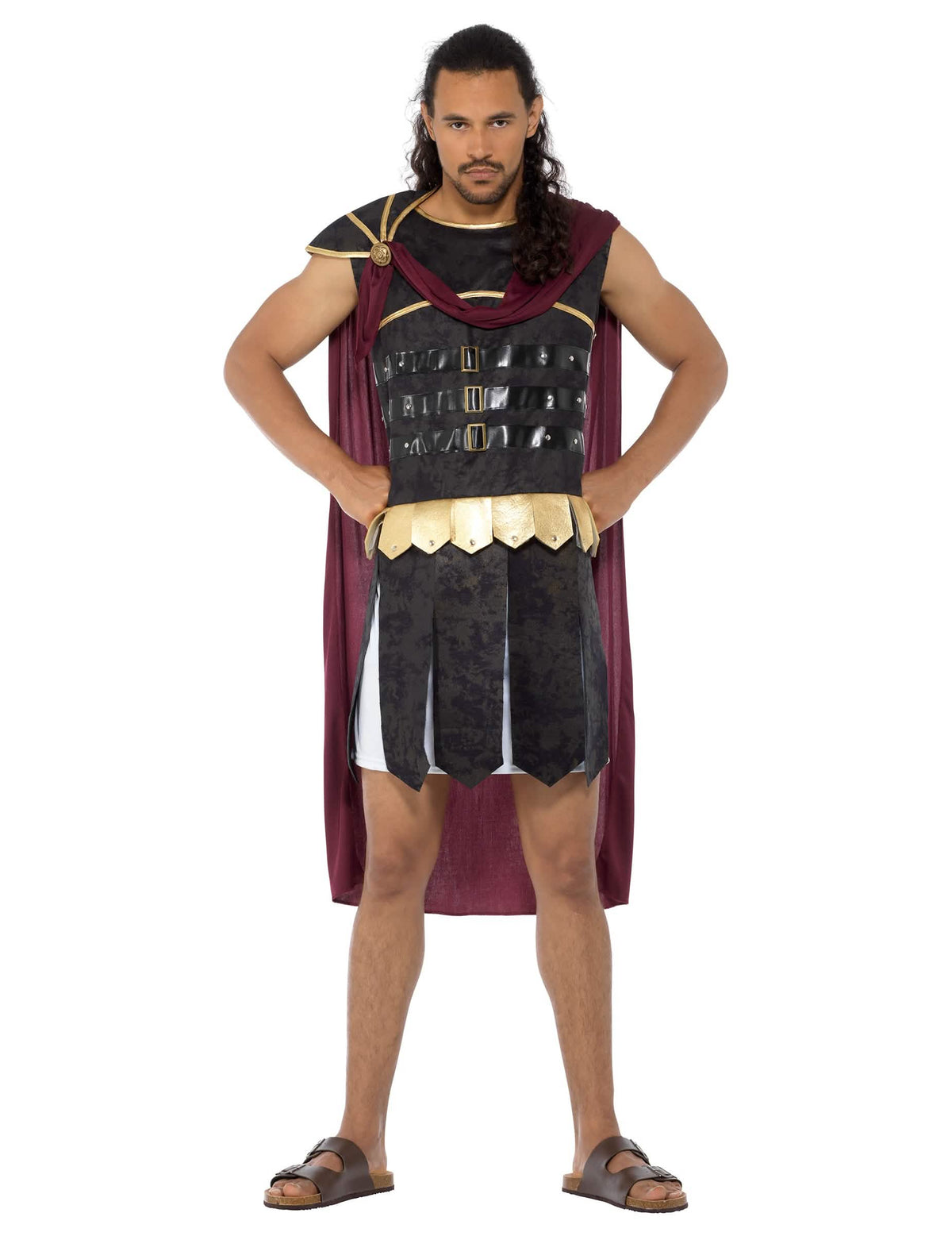 Vue d'ensemble de face du déguisement de gladiateur romain