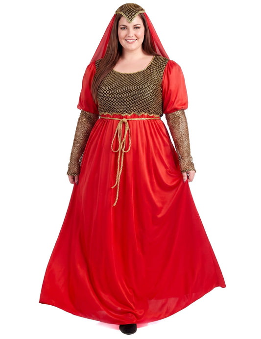 Rotes mittelalterliches Kostüm für Damen Plus Size