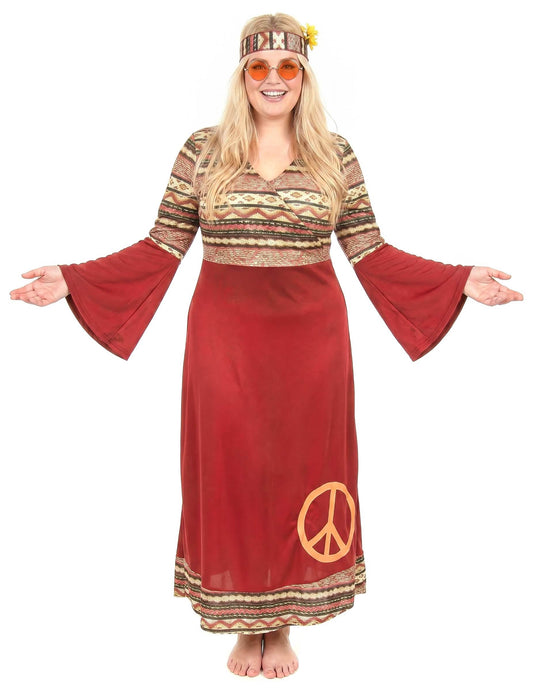 Hippiekostüm für Frauen bordeauxfarben