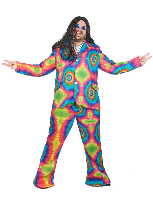 Vue d'ensemble du déguisement hippie psychédélique pour homme