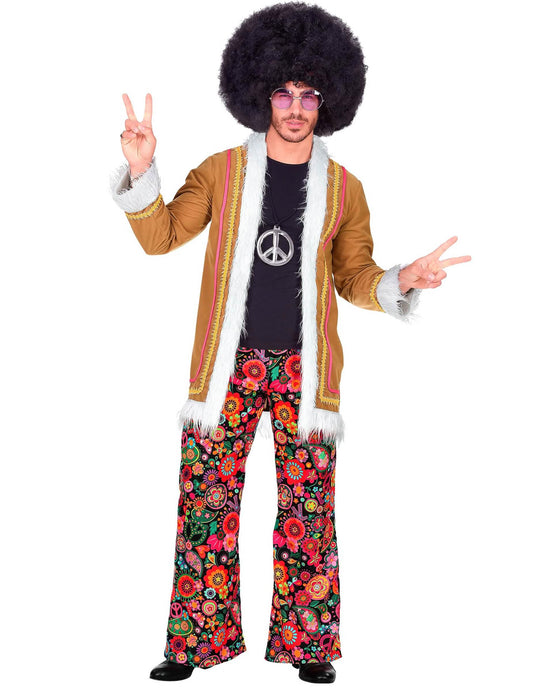 Hippie-Herrenkostüm Woodstock für Karneval bunt