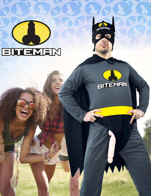 Humorvolles Biteman Kostüm Schwarz