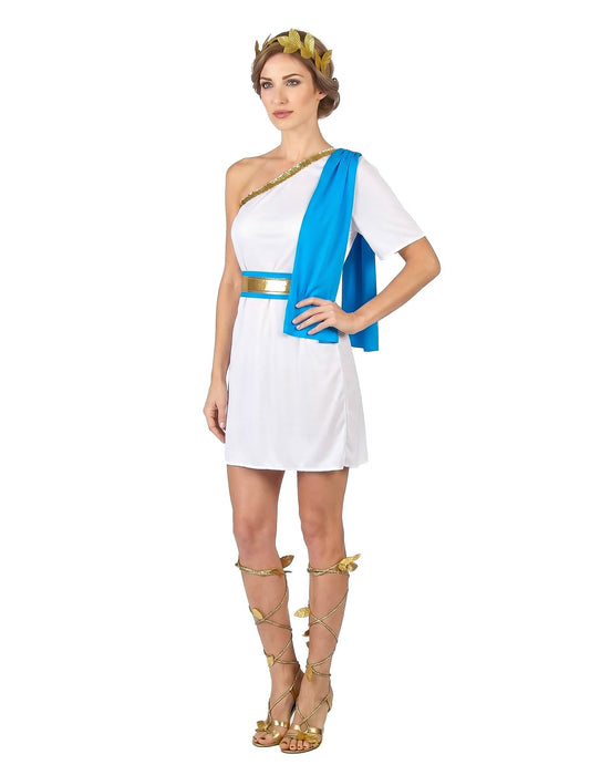 Griechische Kaiserin Kostüm für Damen weiss-goldfarben-blau