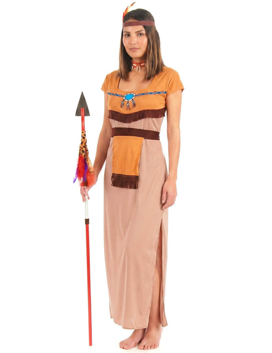 Langes Indianerinnen-Kostüm für Damen bunt