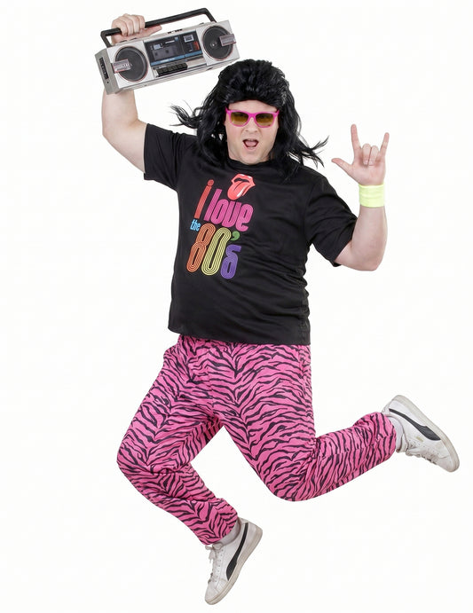 Jogging-Anzug Kostüm in Übergröße "I Love 80s" bunt
