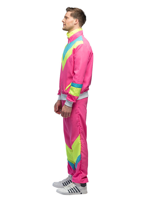 Retro Neon-Pink Jogginganzug Kostüm für Herren