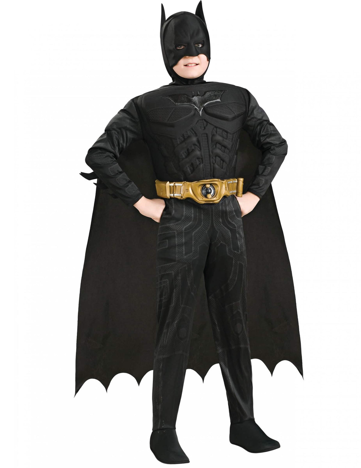 Déguisement luxe 3D Batman pour garçon noir et doré avec cape