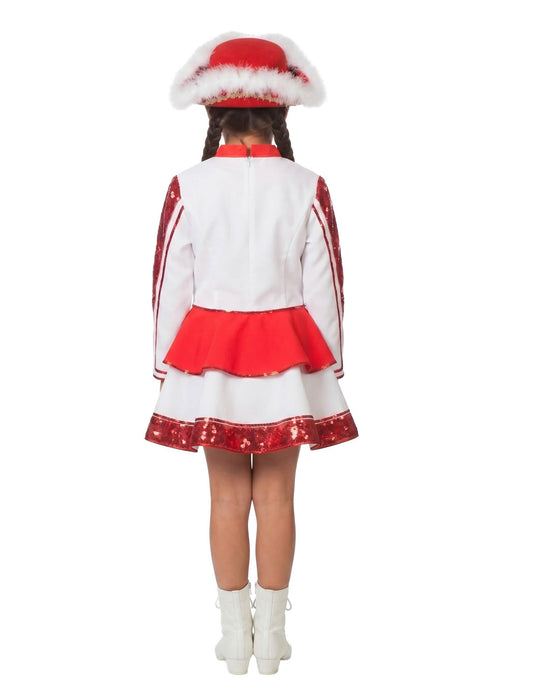 Majorettenkostüm aus roter Gabardine für Mädchen
