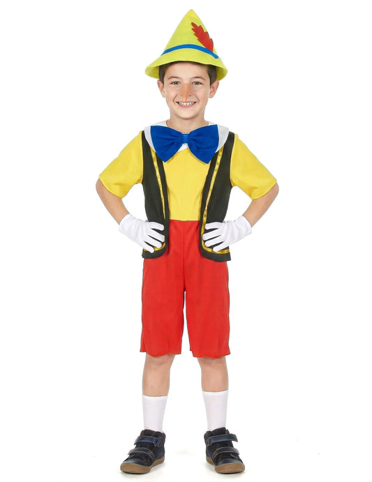 Vue de face du déguisement de marionnette petit menteur pour garçon