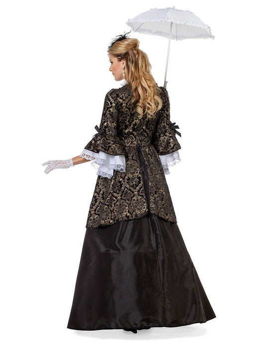 Schwarzes und goldenes Marquise-Kostüm für Damen