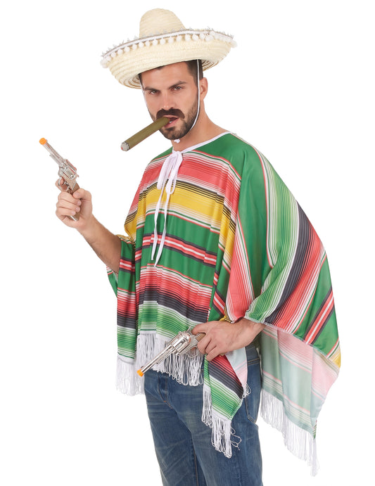 Mexikaner-Kostüm Poncho für Herren bunt