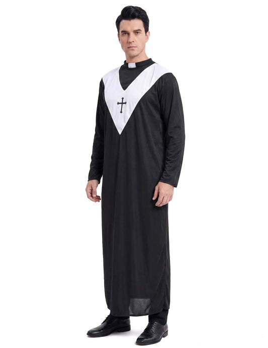Priesterkostüm für Herren schwarz-weiss