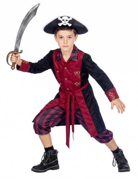Piratenkostüm für Jungen, bordeauxrot und schwarz