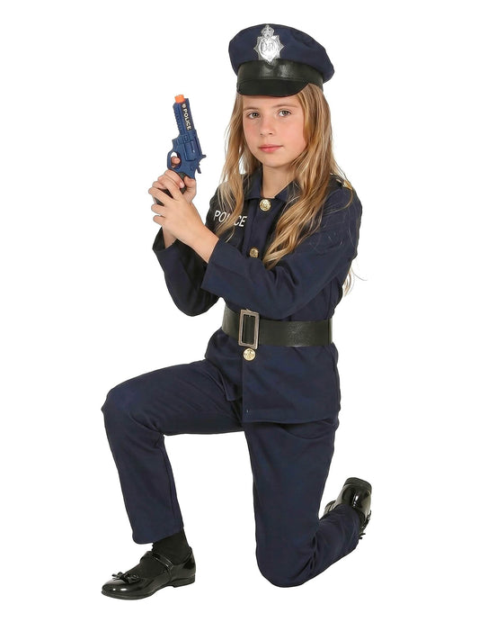 Polizei-Kostüm für Kinder Uniform-Verkleidung Karneval blau-schwarz