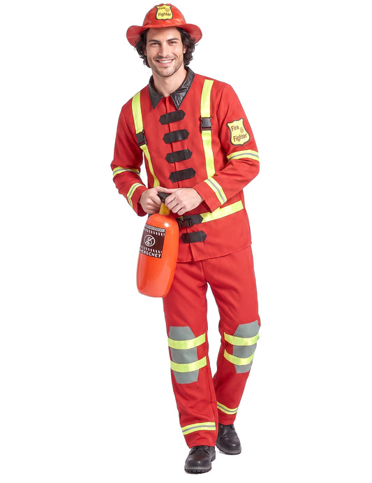 Feuerwehrmann-Kostüm für Herren Beruf und Uniform rot
