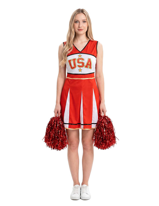 USA Cheerleader-Kostüm für Damen Sportler-Kostüm rot-weiss