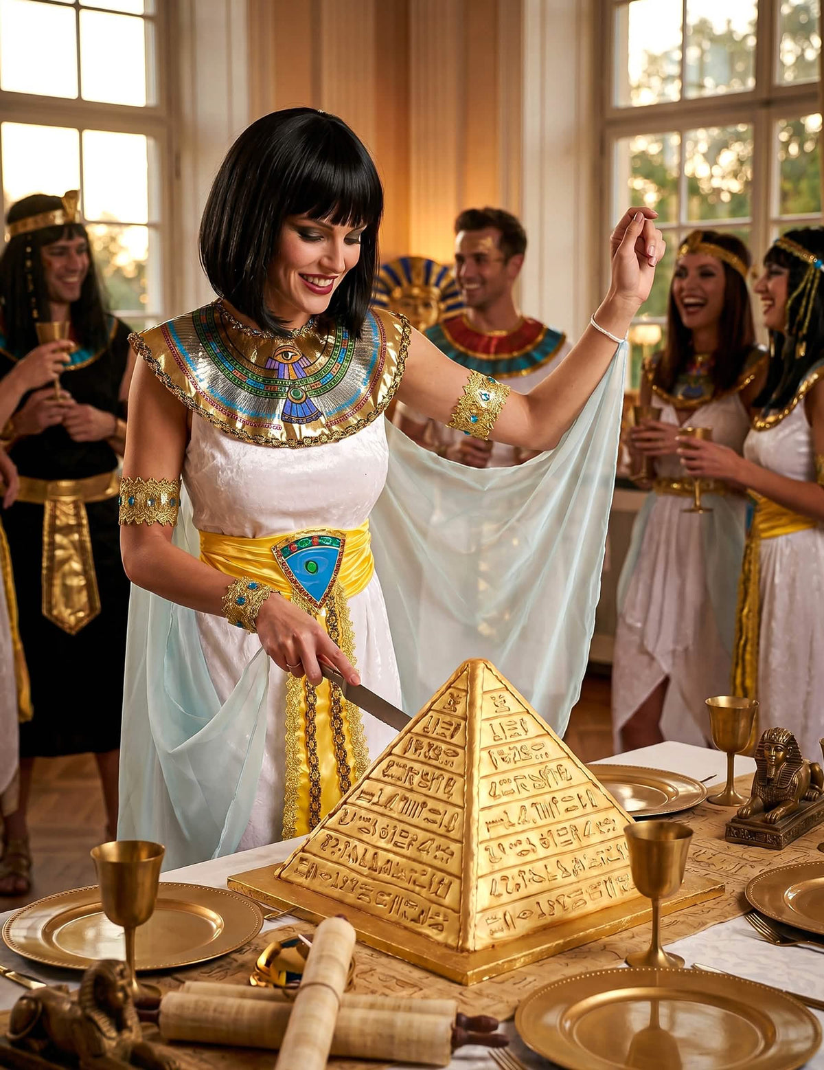 Königin von Ägypten-Kostüm für Damen weiß-gold