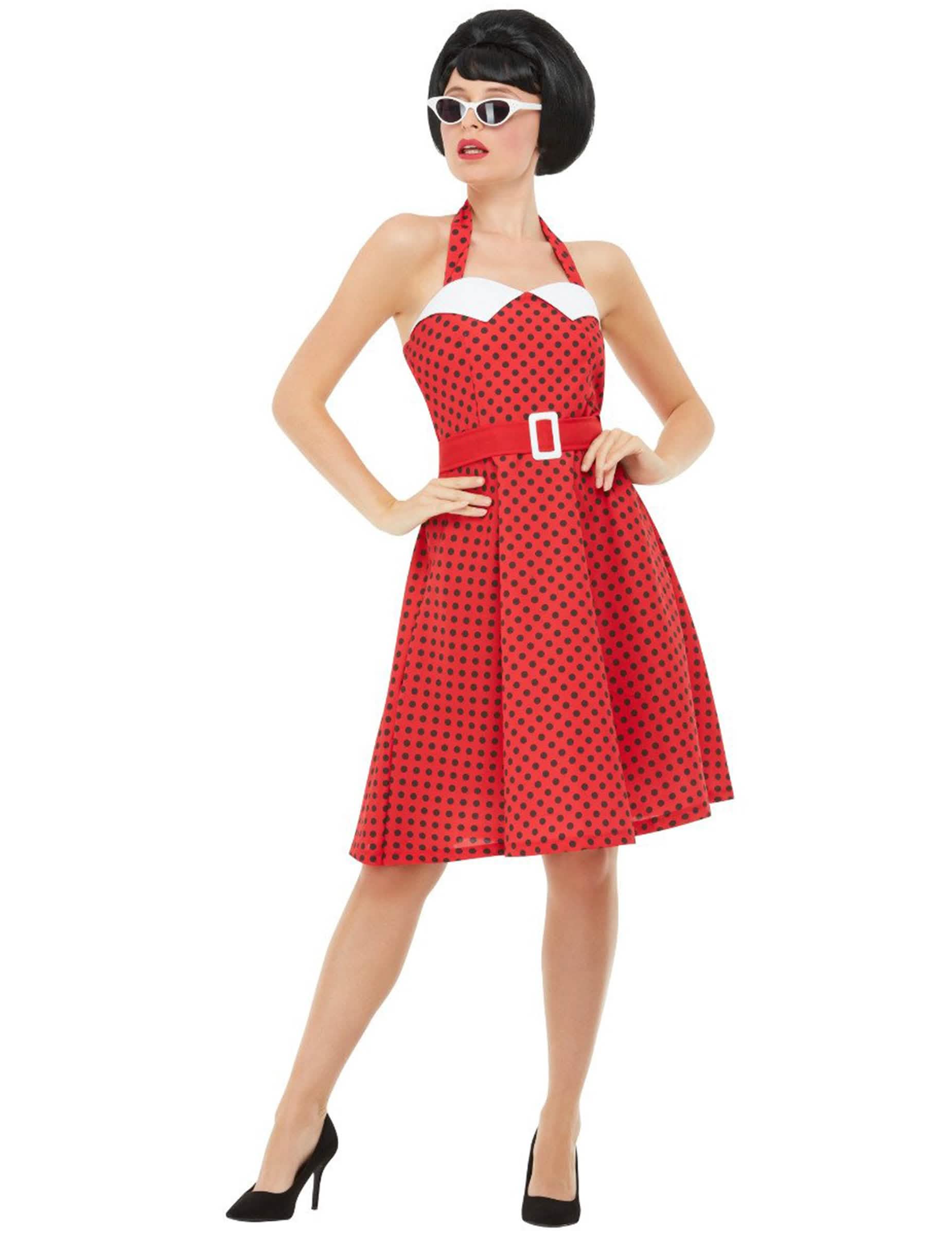 Rockabilly Accessoires Set Für Damen – 4-teilig Mit Roter Baskenmütze, Schal, Sonnenbrille & Handschuhen – Perfekt Für 50er Jahre Kostüm, Karneval, Halloween & Cosplay