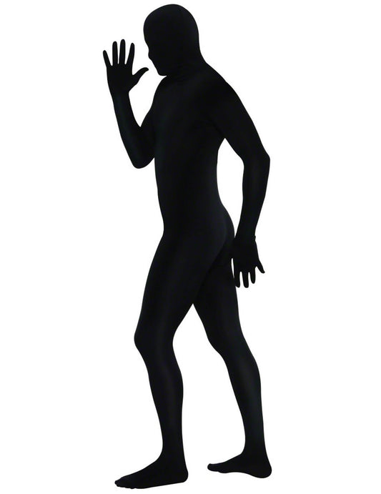 Vue de profil du déguisement seconde peau pour adulte noir