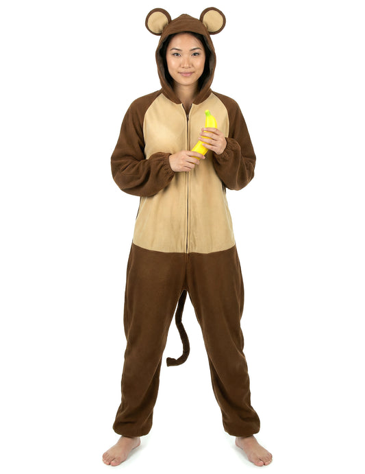 Affen-Kostüm für Damen Overall braun-beige