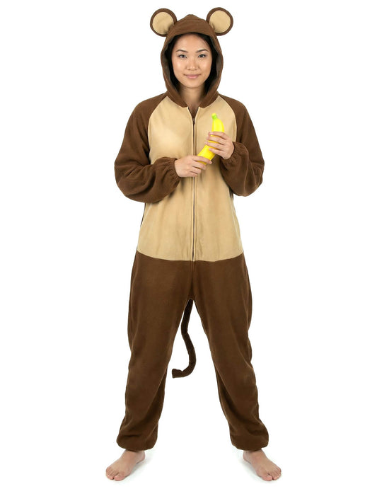 Affen-Kostüm für Damen Overall braun-beige