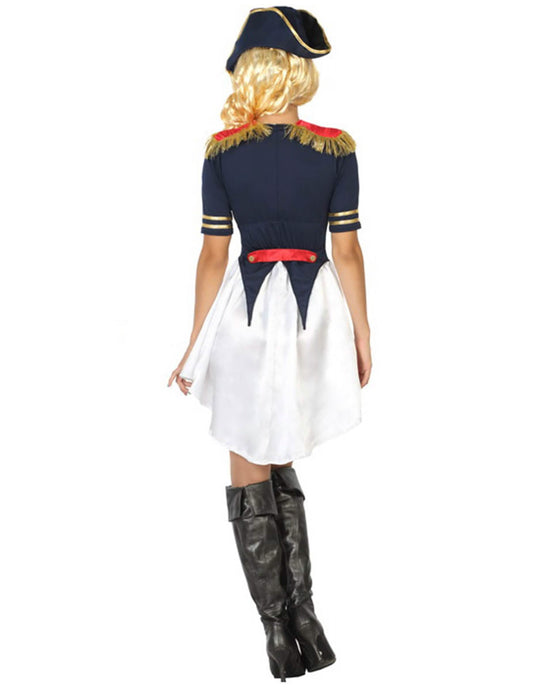 Vue de dos du déguisement de soldat française pour femme