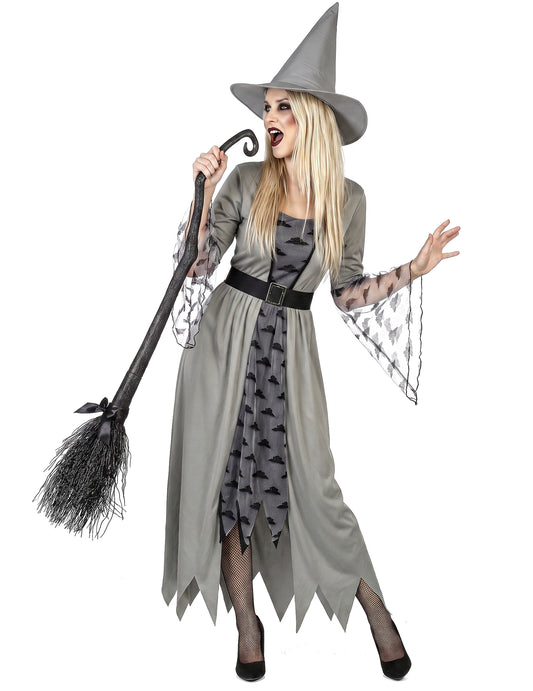 Hexen Kostüm grau für Damen
