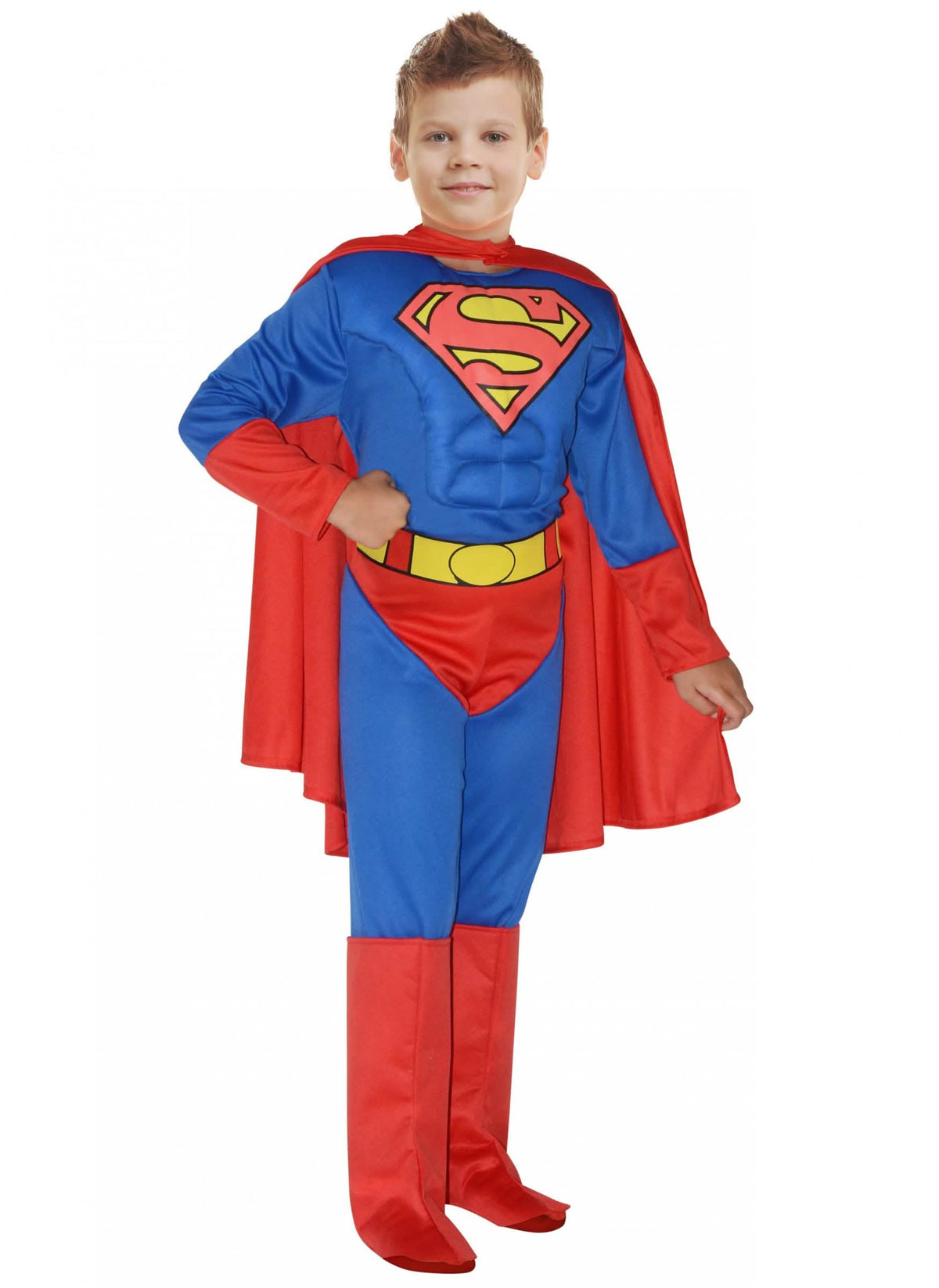Rückenansicht des muskulösen Superman-Kostüms für Jungen
