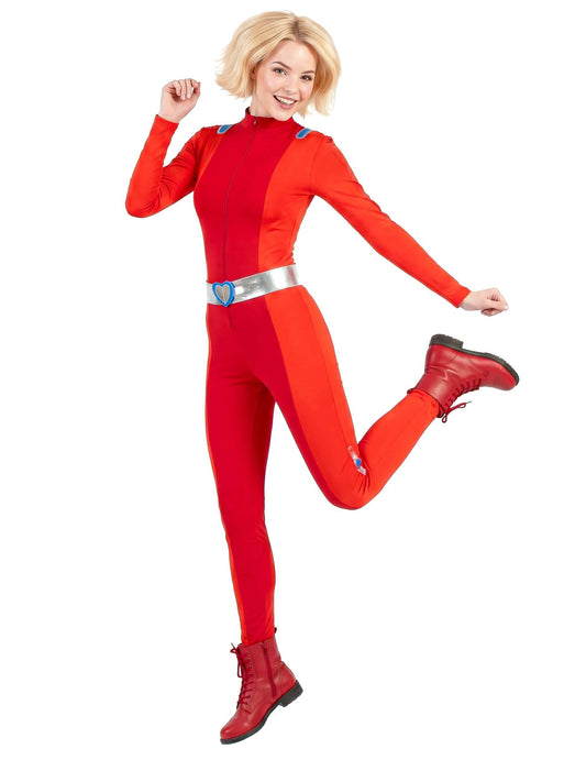 Spion-Damenkostüm für Fasching Helden-Anzug rot