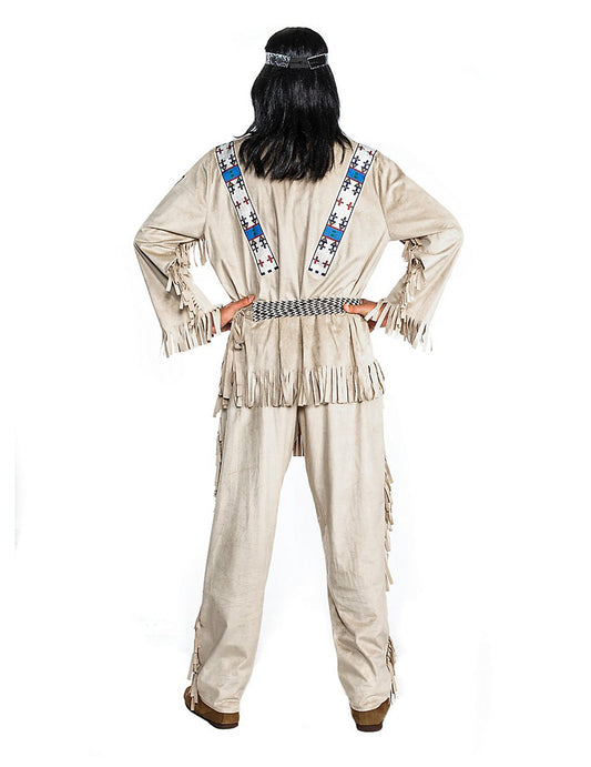 Winnetou™-Indianer-Kostüm für Herren Faschings-Verkleidung beige-blau