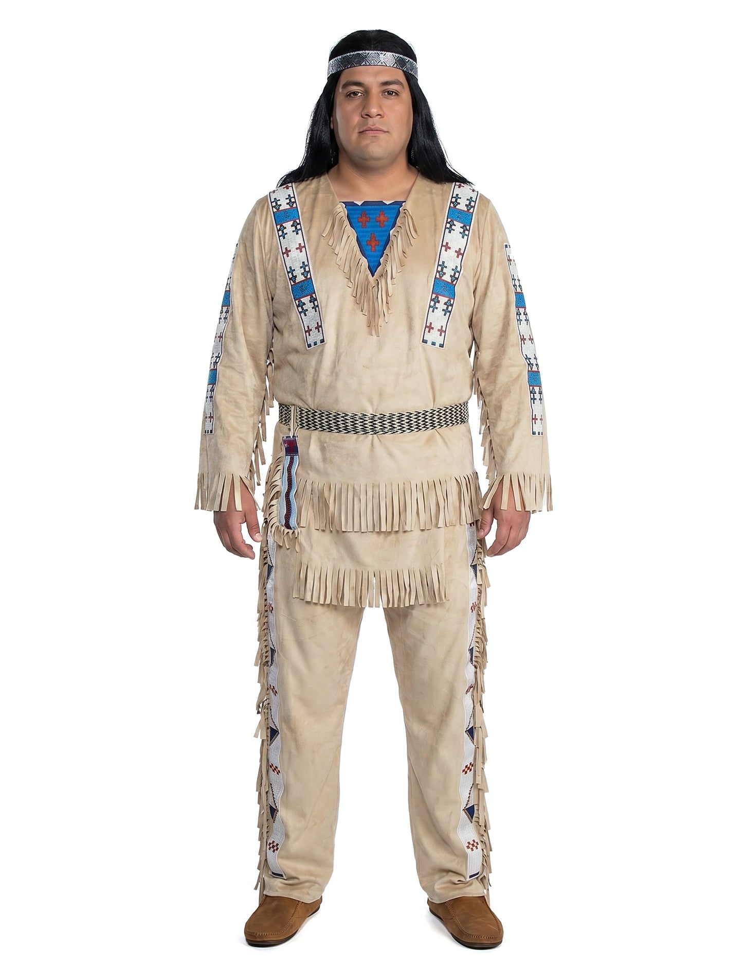 Winnetou™-Indianer-Kostüm für Herren Faschings-Verkleidung beige-blau