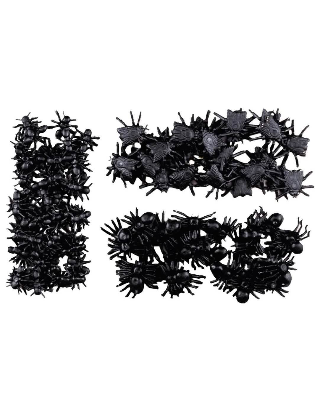 Faux insectes araignées mouches et fourmis Halloween pour décoration noirs en plastique