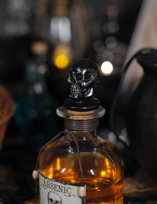 Deko-Flasche Partydeko für Halloween Arsen-Flasche silber-rot 16 cm