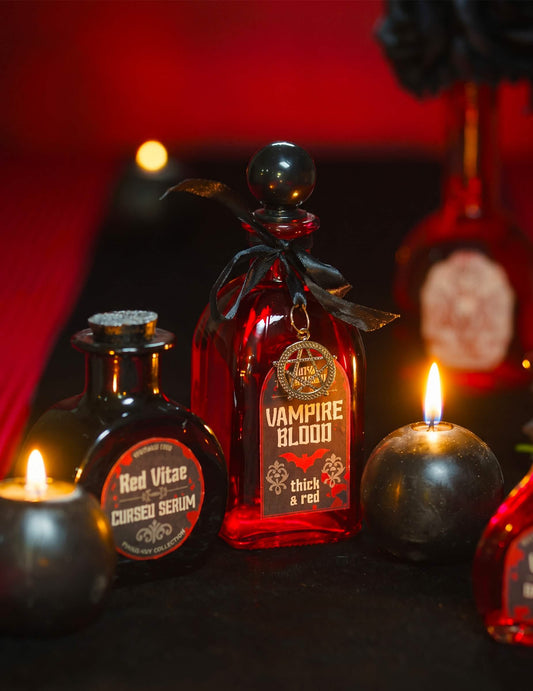 Halloween Deko-Flasche Vampire Blood Glas Rot 17cm