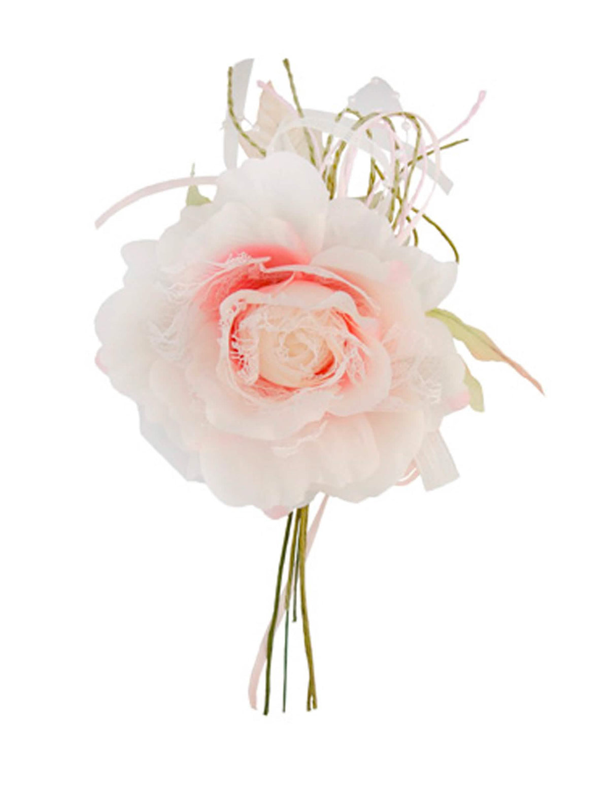 Fleur rose dentelle et perles pour mariage rose et blanche