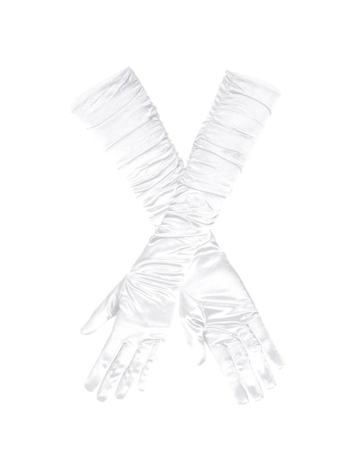 Flache Ansicht der langen satinierten Damen-Handschuhe