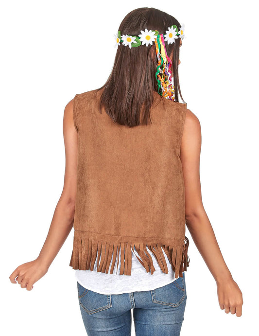 Hippie Weste für Damen braun 55 cm