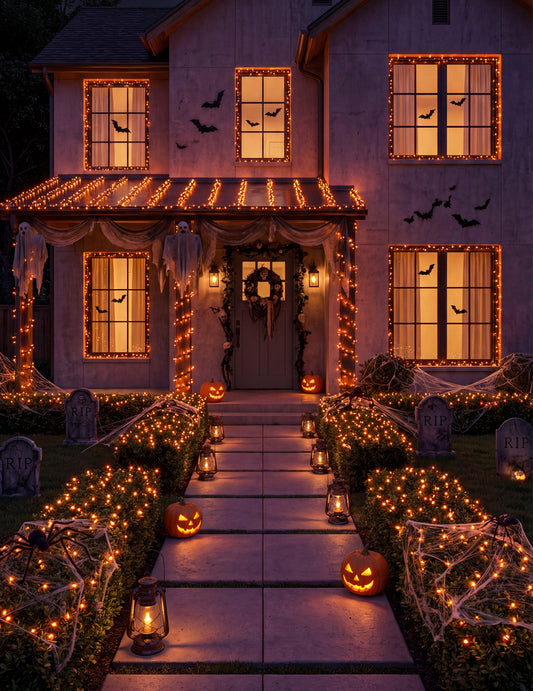 Halloween Lichterkette 100 LEDs orange 10 m