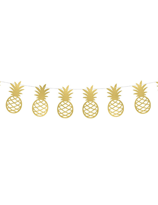 DIY-Girlande goldfarbener Metallic-Ananas 150 cm Deko-Set