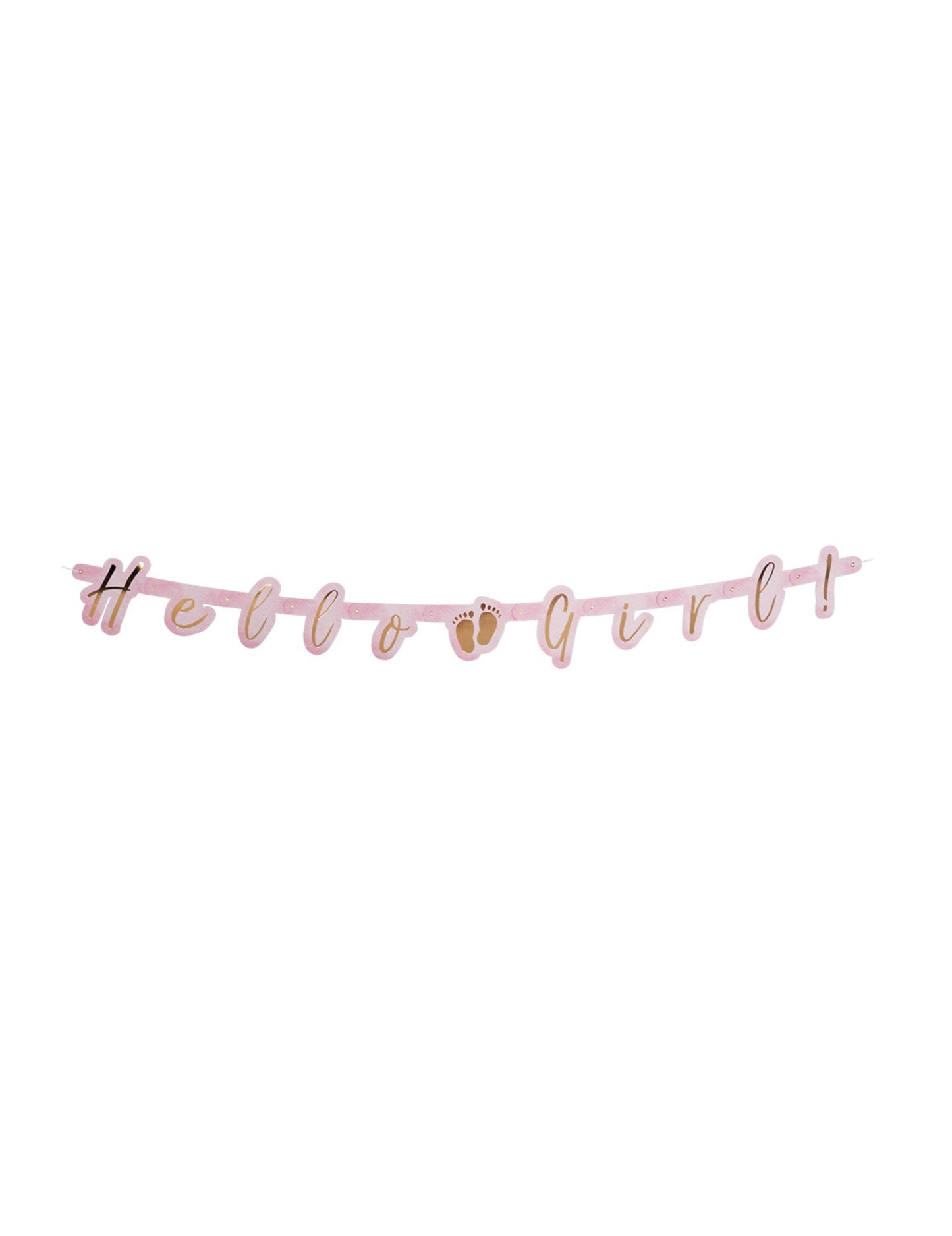 Guirlande de lettres en carton hello girl pour baby shower rose et or