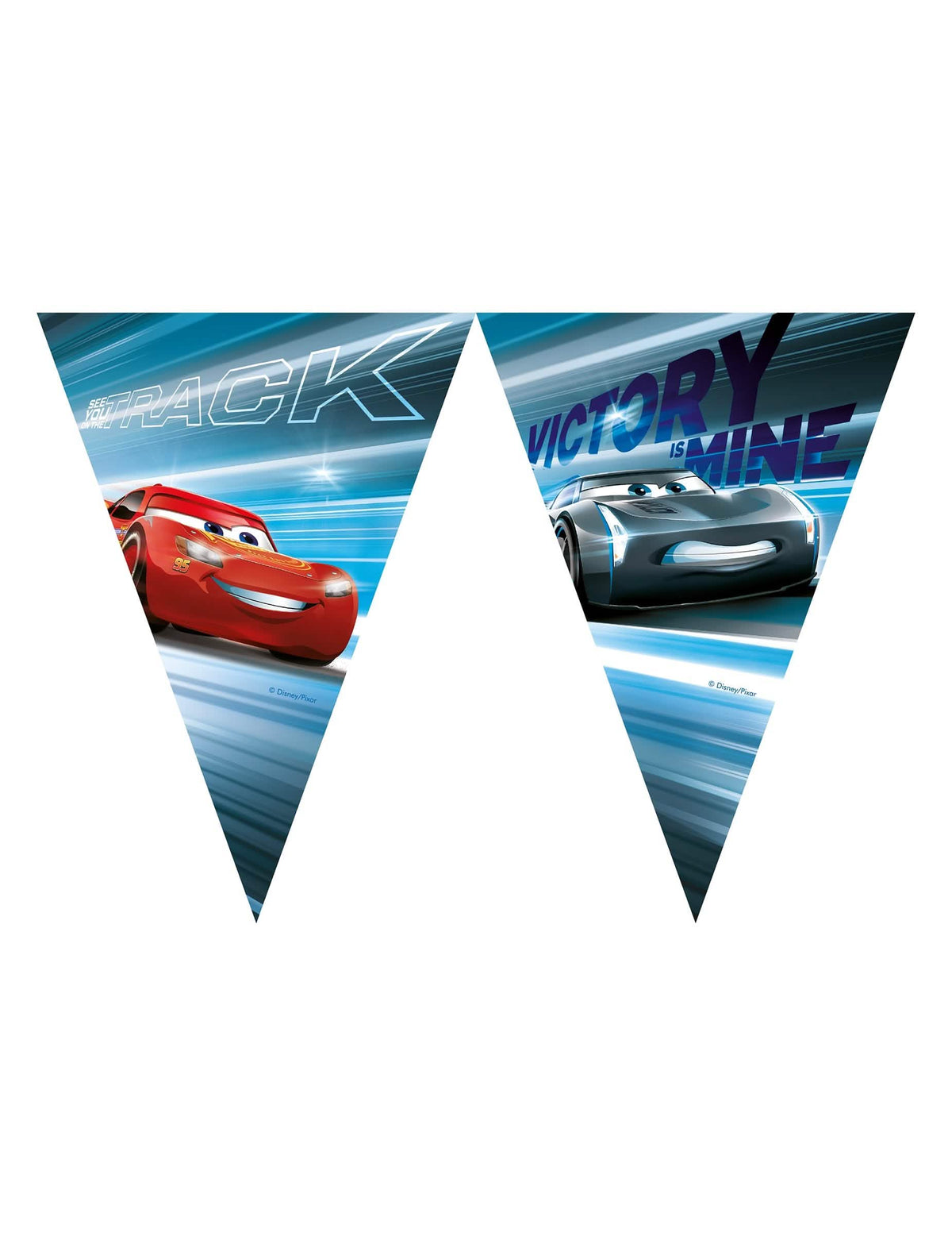 Guirlande fanions Cars pour enfant bleue et rouge avec Flash McQueen