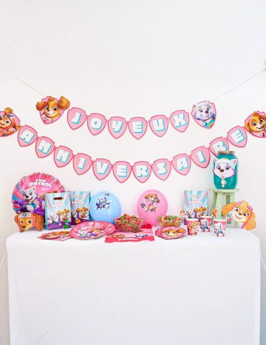 Happy Birthday Banner PAW Patrol™ in Rosa 2,50m x 16cm