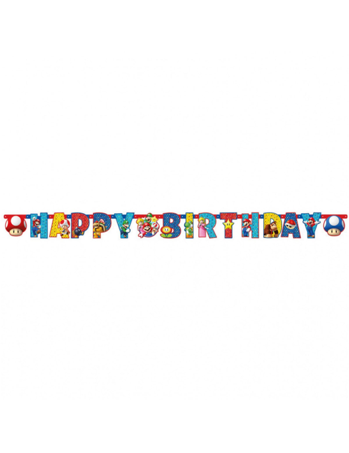 Übersicht über die Happy-Birthday-Girlande Super Mario