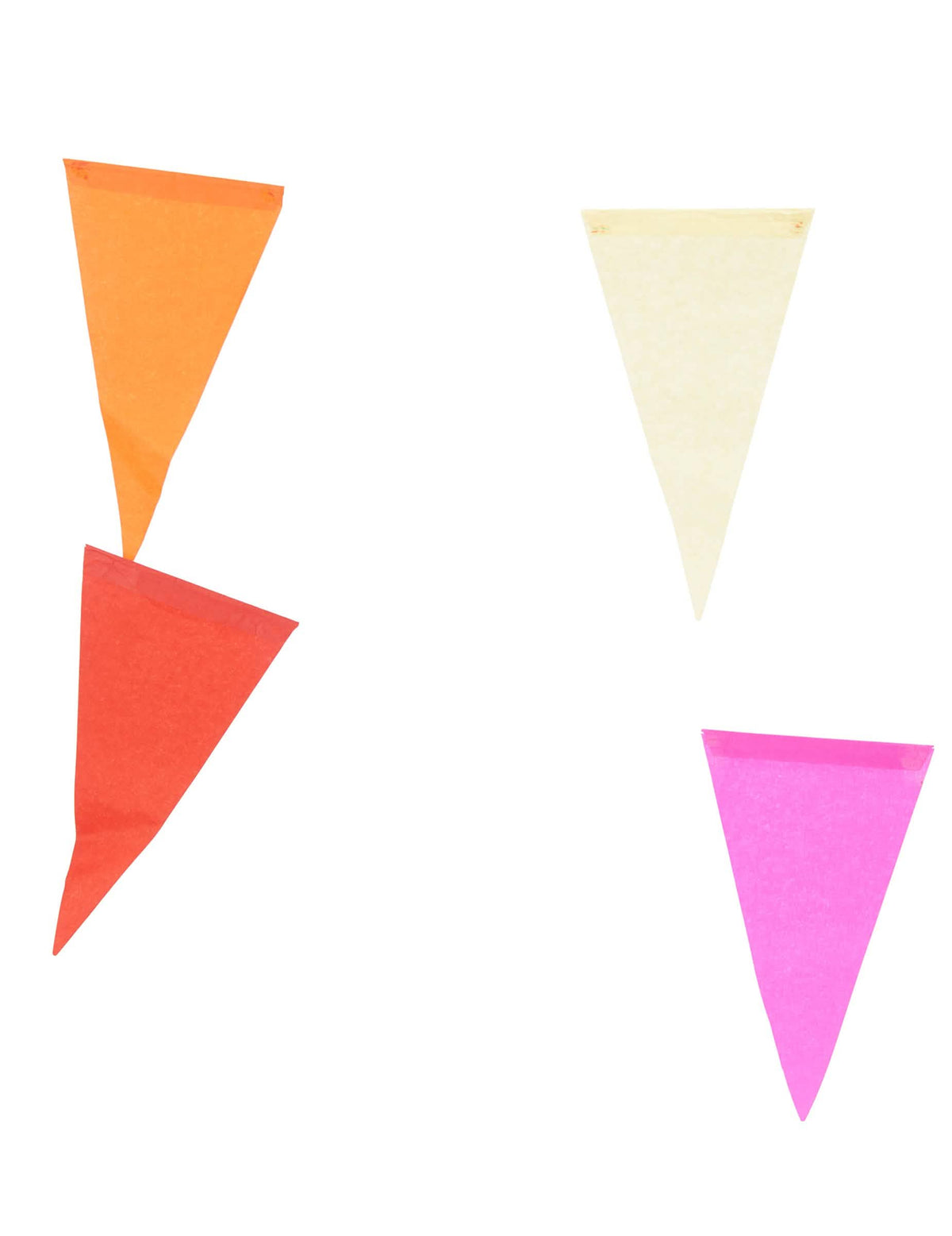 Détail des fanions de la guirlande de fanions multicolore en papier