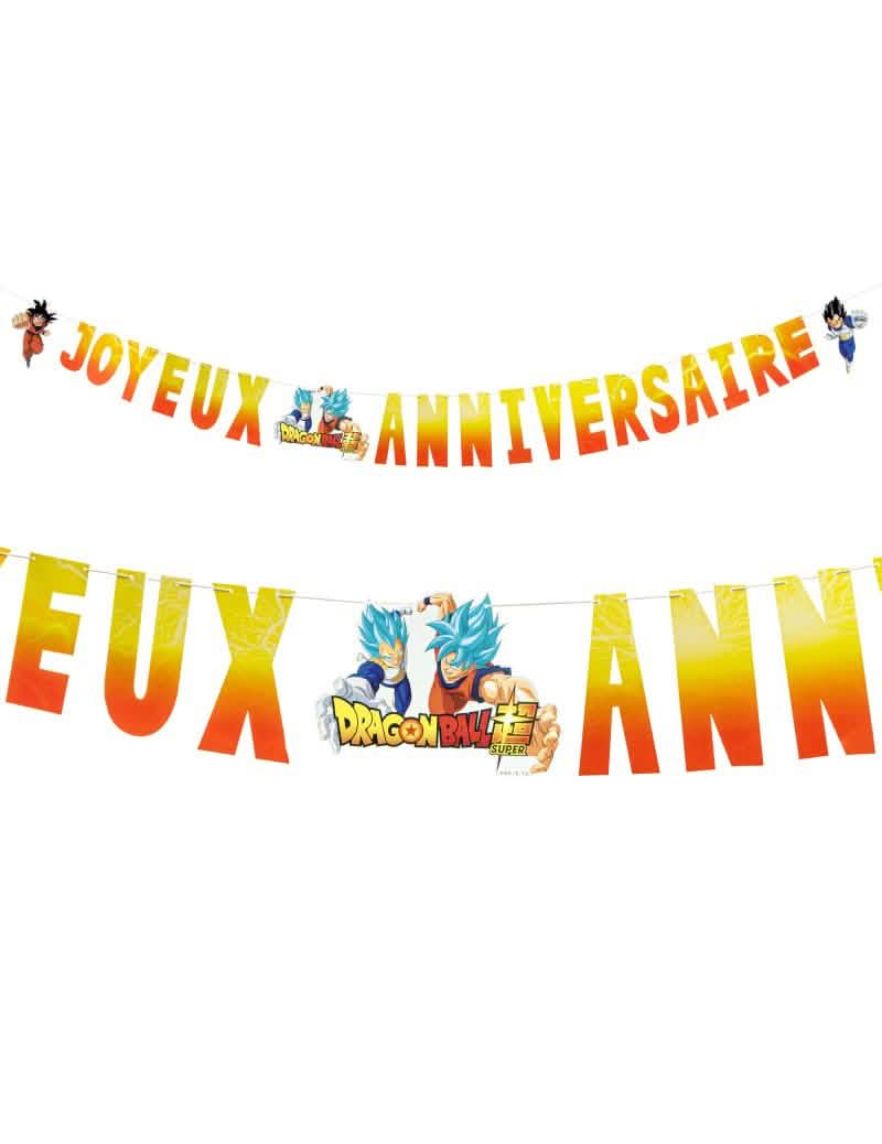 Détail des personnages et de l'inscription de la guirlande papier Dragon ball Z
