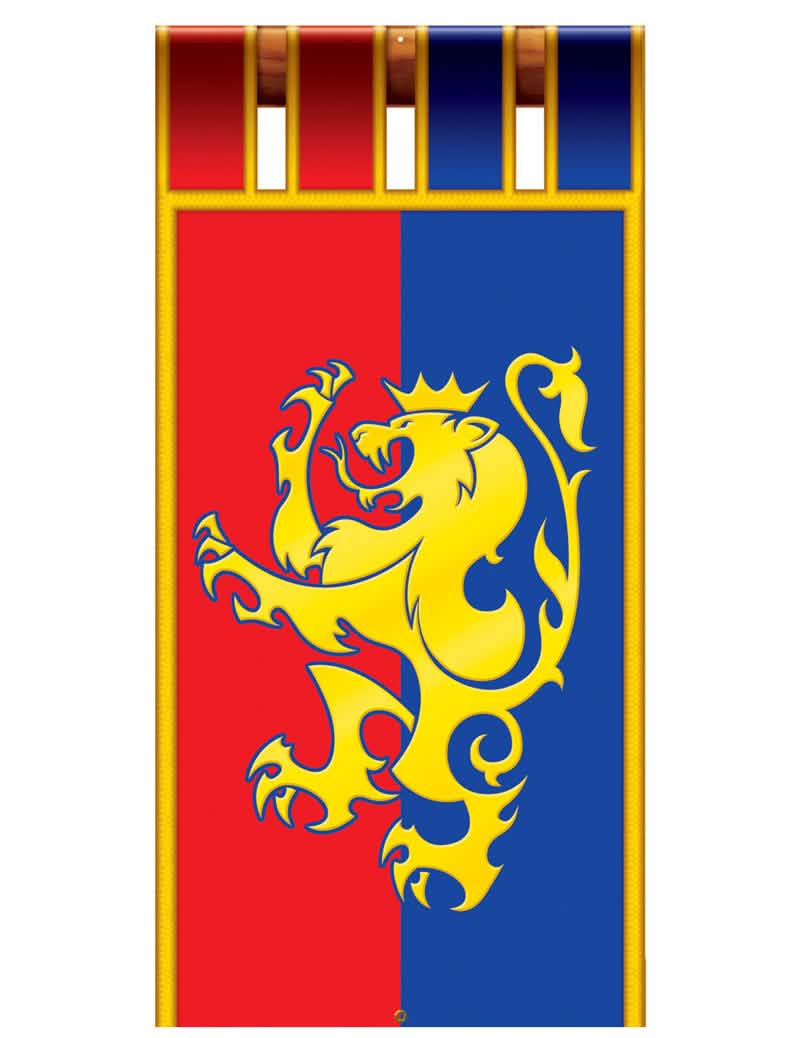 Detail der Befestigungen und des Wappens der hängenden Dekoration mittelalterliches Banner