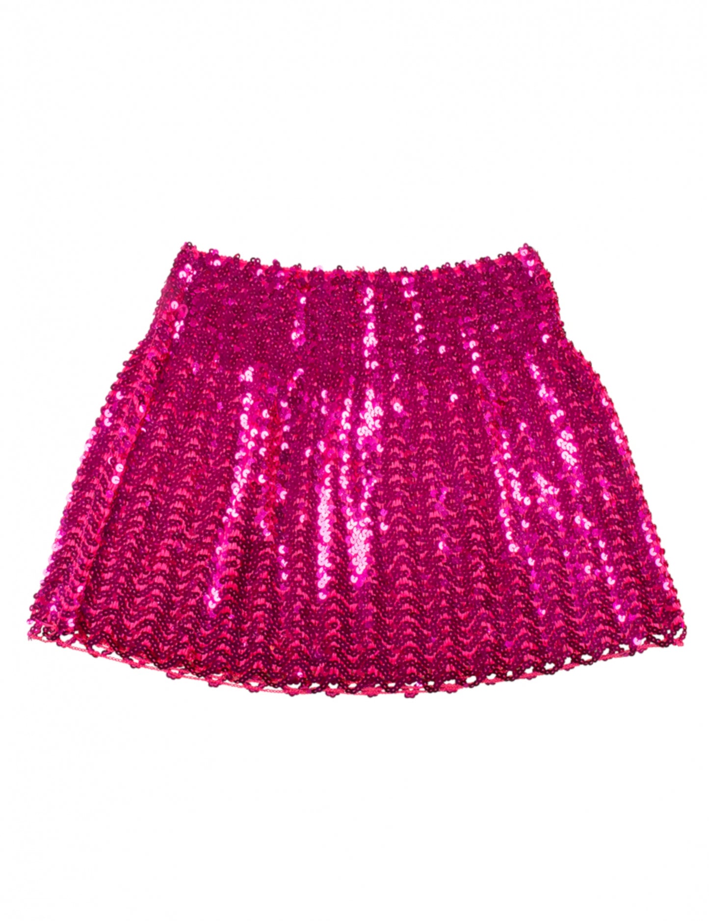 Vue de face à plat de la jupe à sequins pour femme fuschia