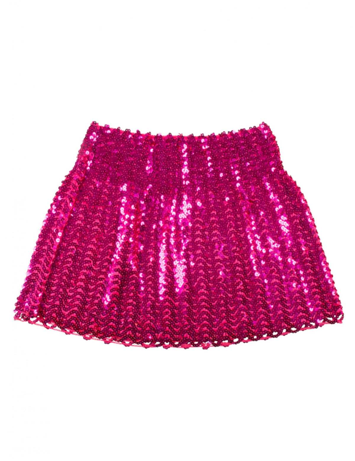 Vue de face à plat de la jupe à sequins pour femme fuschia