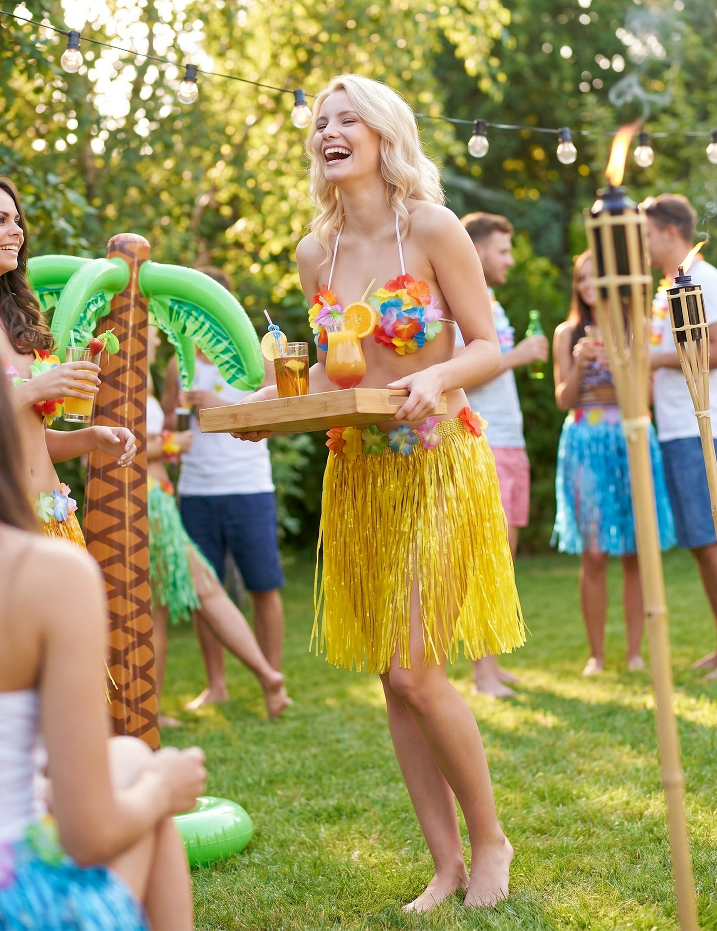 Hawaii Minirock gelb für Damen